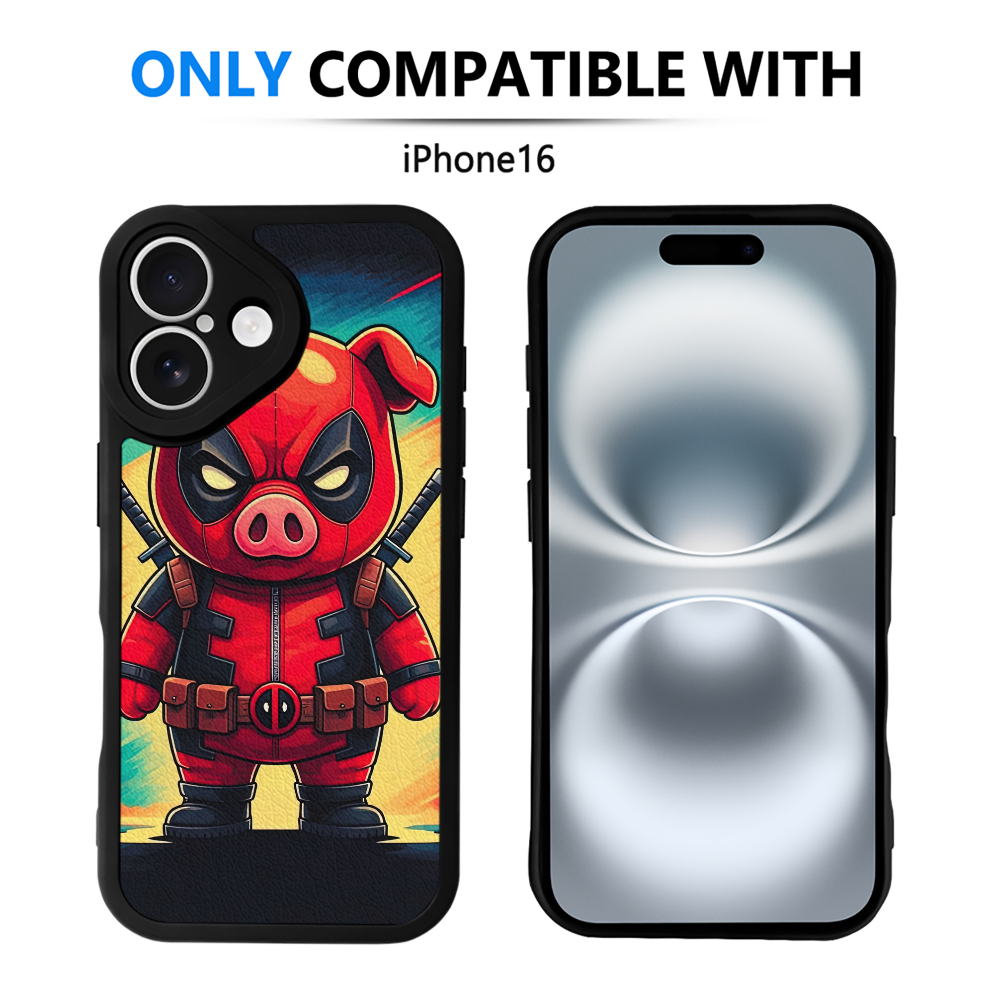 （画像用） Deadpool デッドプール 【iPhone 16シリーズ対応】シリコンスマホケース（レザー調） 材質：シリコン
